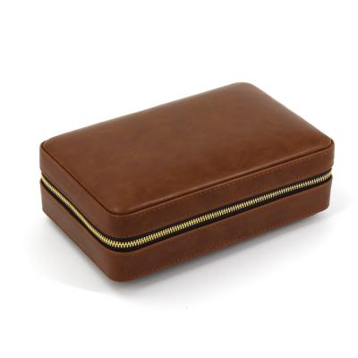 China Wholesale Spanish Cedar Humidor Leather Travel Cigar Case Backup Storage Cigar Case for sale