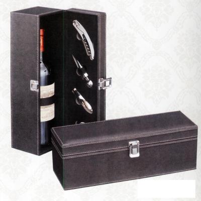 China Recyclable Premium Leather Custom Wine Wooden Gift Box for sale