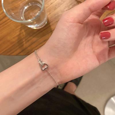 China Wholesale Cubic Zircon Bangle Fashion Jewelry Silver Double Heart Bangle Bracelets For Women Girls for sale