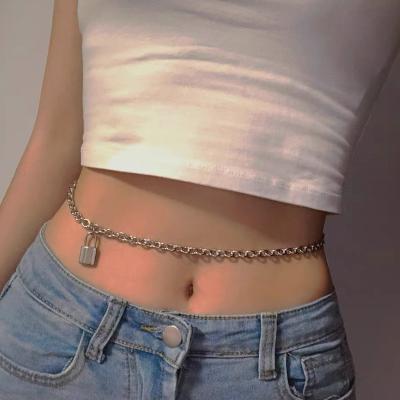 China TRENDY Fashion Body Jewelry Beach Bikini Waist Chains Silver Plating Sexy Lock Charm Belly Chain Women Body Chain Wholesale for sale