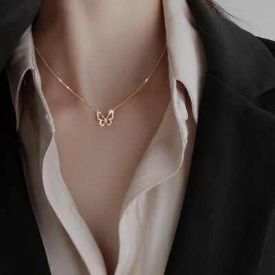 China New Trendy Zirconia Bijoux Femme Fashion Jewelry Butterfly Necklace from Europe and America for Women Vintage Jewelry for sale