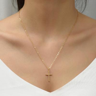 China New Design Europe and America Vintage Simple Cross Jesus Religious Fashion Gold Chain Pendant Necklace for sale