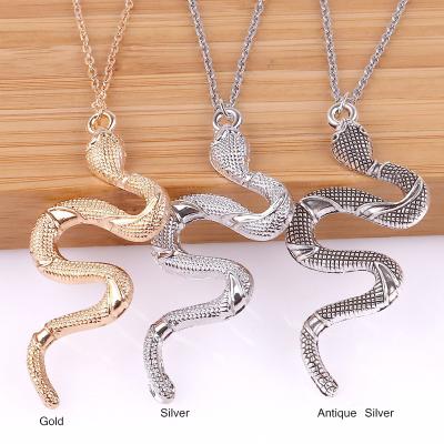 China Simple Punk Snake Neck Jewelry Europe and America Silver Color Gold Pendant Necklace, Popular Vintage Snake Necklace for Men/Women for sale