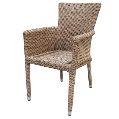 China Outdoor Plastic Restaurant Hotel Dining Area Garden Rattan Stacking Restaurant Chair In Brown Color for sale