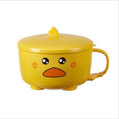 China Small Size Heat Resistant Two Children's Bowl Food Box Duck Stainless Steel Instant Noodle Yellow Bowl for sale