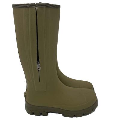 China Fashion trend nature water proof olive green rubber boots for farm or ranch rain boots high quality rain boots for sale