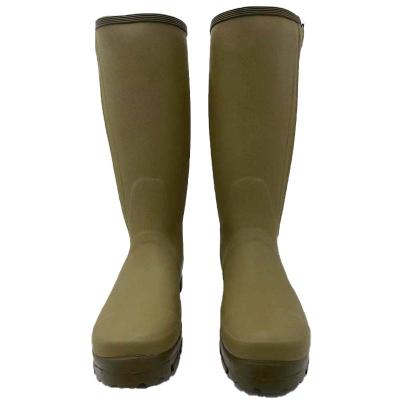 China Olive Green Zipper Waterproof Style Waterproof Agricultural and Hunting Men's Neoprene Outdoor Rubber Rain Boots for sale