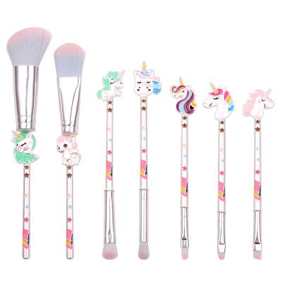 China Unique Makeup Brushes Beauty Silver Metal 7 Pcs Gift Set 2021 Cartoon Cute Cosmetics Unique Makeup Brushes for sale