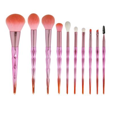 China 10pcs Best Price Makeup Brush Set 10pcs Natural Hair Makeup 10pcs Custom Modern Goat Pink Bling Brush Set Pink for sale