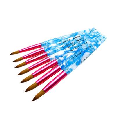 China Wholesale Custom Gradient 8 10 12 Kolinsky Hair Blue 14 Manicure Painting Nail Brush Acrylic for sale