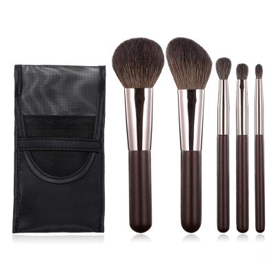 China High Quality Portable Travel Makeup Brush Set Double Ended Cute Goat Hair Mini Travel Makeup Brush 5 Pcs Set for sale