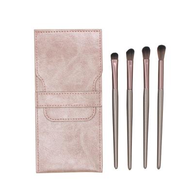 China 4pc Fluffy Reusable Eyeshadow Brush Purple Silver Eye Makeup Set Eyeshadow Fluffy Custom Brushes for sale