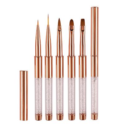 China Nail Art Brush Gold 5pcs Diamond Painting Acrylic Soft Coating 3D Good Art Nail Manicure Brush for sale