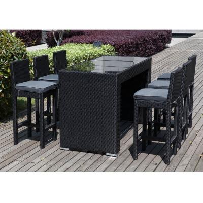 China 7 Pcs Modern Patio Bar Table Chair Outdoor Garden Sets Outdoor Furniture Bar Set for sale