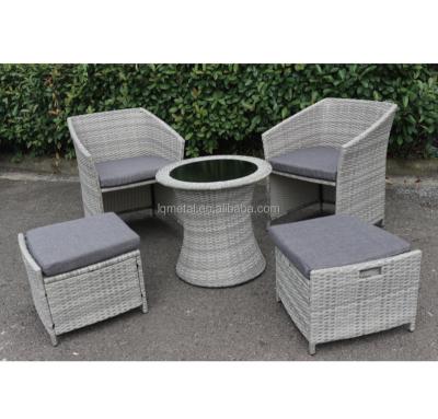 China 5 Piece Outdoor Rattan Set Modern Rattan Set With Half Round Stools Half Moon Wicker Wicker for sale