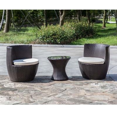 China 3PCS Modern Rattan Vase Set Sofa Wicker Furniture Outdoor Rattan Seating With Cushion Rattan Garden for sale