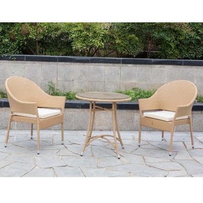 China Modern Outdoor 3PCS Patio Set Bistro Set Galvanized Steel Tube Garden Set With Cushion for sale