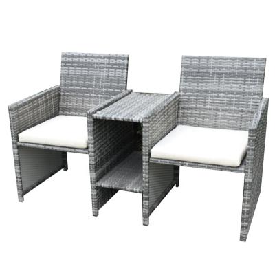 China Contemporary Polyrattan Bench 2 Seats Patio Rattan Conversation With Cushion And Glass Rattan From Ningbo Factory for sale