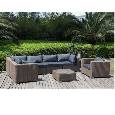 China Modern 7PCS Rattan Furniture Outdoor Garden Sofa Round Wicker Superior Quality for sale