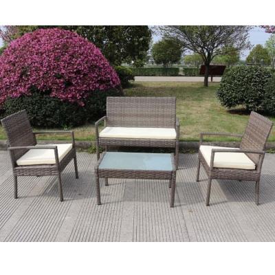 China Modern Cheap Table 4PCS Rattan Armchair Wicker Garden Sets With Cushion Patio Set Garden Furniture for sale