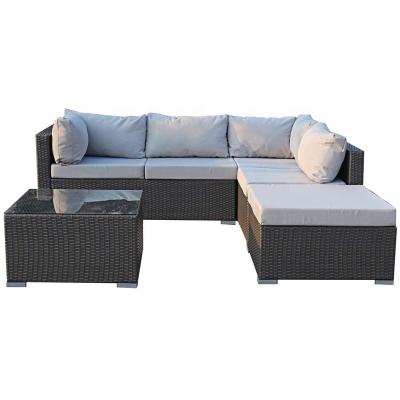 China Good Price Modern Patio Set 4PC Rattan Furniture Outdoor Furniture PE Wicker Garden Seats Luxury Corner Sectional Set 4-Piece Set for sale