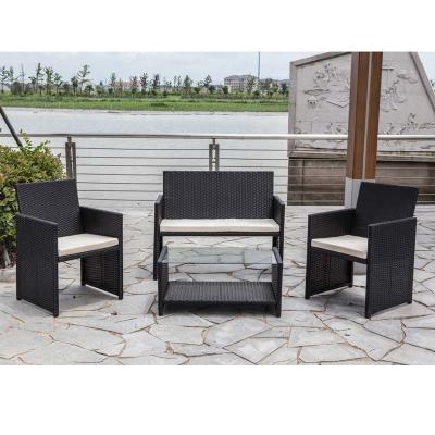 China Modern 4PCS Galvanized Steel&Rattan KD Sofa Set Outdoor Furniture Garden Sets Outdoor Rattan Sofa Sets 4PC for sale