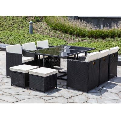 China Modern Cube Dining Set 11 Piece Outdoor Dining Set Foldable High Back Chair KD Dining Set for sale