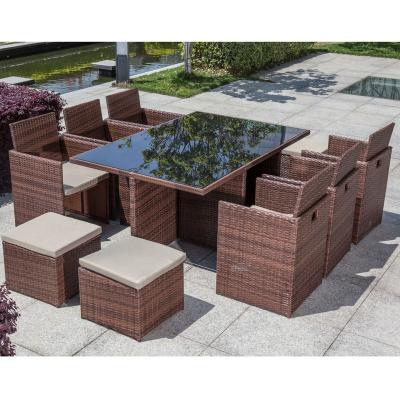 China Modern Post Packing Furniture Cube Sets Outdoor Garden Sets Garden Dining Sets With Ottoman Stool for sale