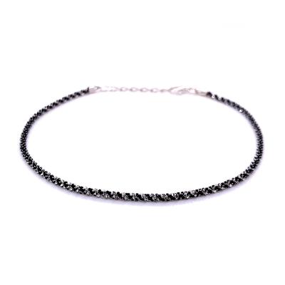 China FASHIONABLE Sterling Silver Rock Anklet 040 Width: 2.15mm Anti Tarnish Diamond Cut Platinum +Ruthenium Plated for sale