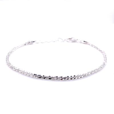 China Sterling Silver Rock Anklet À LA MODE 035 Diamond Cut Anti-Tarnish Silver Plated for sale