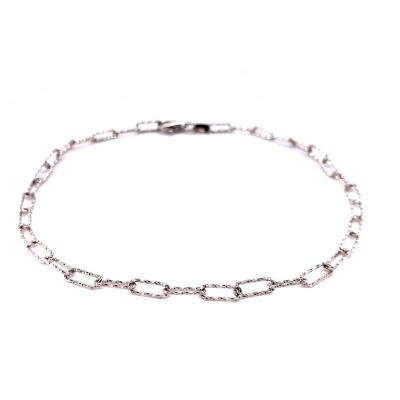 China Sterling Silver Rolo Anklet FASHIONABLE Diamond Cut 0.7mm Platinum Plated for sale