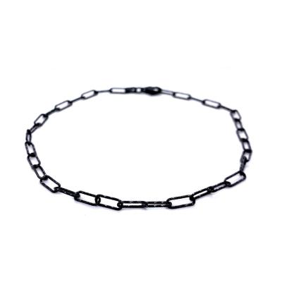 China Sterling Silver Rolo Anklet FASHIONABLE Diamond Cut 0.7mm Ruthenium Plated for sale