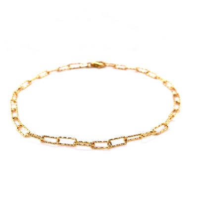 China Sterling Silver Rolo Anklet TRENDY Diamond Cut 0.7mm Anti-Tarnish Gold Plated for sale