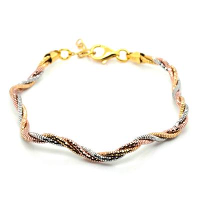 China Sterling Silver Wavy Adjustable Multicolour Bracelet Trendy Diamond Cut Sparkled Vermeil Yellow Gold Platinum Rosegold Plated for sale