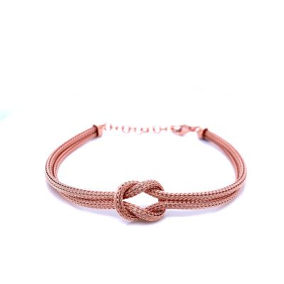 China Special Stylish Sterling Silver Calza Knot Bracelet Mesh Pattern Rose Gold Plated for sale