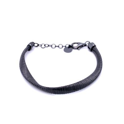 China CLASSIC Sterling Silver Spiral Flossed Twist Bracelet 5mm Twist 16+3cm Ruthenium Plated for sale