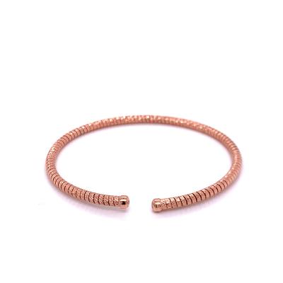 China Sterling Silver Cuff Bangle CLASSIC Diamond Cut Gas Tube Style Rose Gold Plated for sale