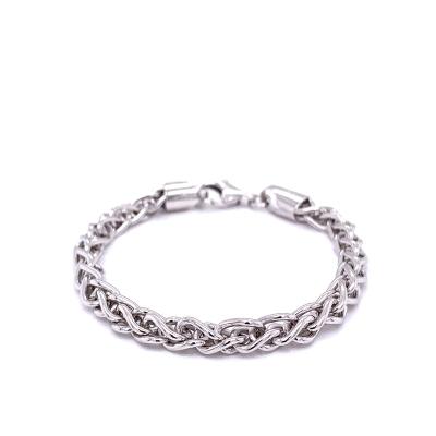 China Wholesale Casual/Sporty 925 Sterling Silver Spiga Bracelet Men Chunky Heavy Rhodium Plated Bracelet Unisex for sale