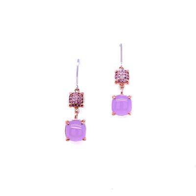 China Sterling Silver Stylish Drop Earrings With Zircon Elegant Style High Quality Lilac Purple for sale