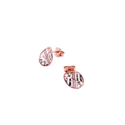 China FASHIONABLE Sterling Silver Meshed Oval Stud Earrings Rose Gold Plated for sale