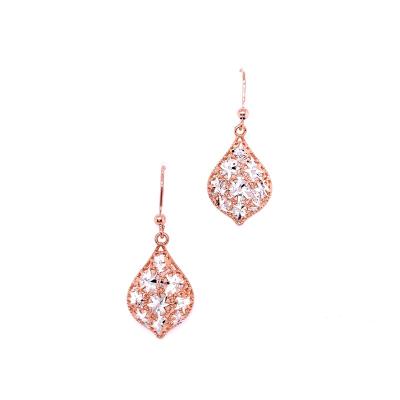 China Sterling Silver Earrings Diamond Cut CLASSIC Vase Shaped With Fish Hook Classic Style Rose Gold Plated for sale