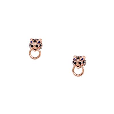 China Luxury High Quality CLASSIC Zircon Sterling Silver Leopard Stud Earrings Rose Gold Plated for sale