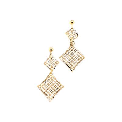 China Elegant Sterling Silver Pendant Earrings with Diamond Cut Mesh Pattern Gold Plated for sale