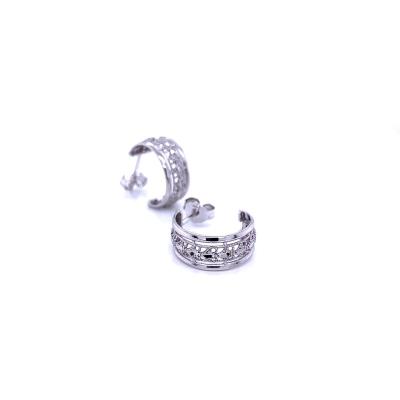 China CLASSIC Classic Style Sterling Silver Hoop Earrings Carved Elegant Rhodium Plated for sale