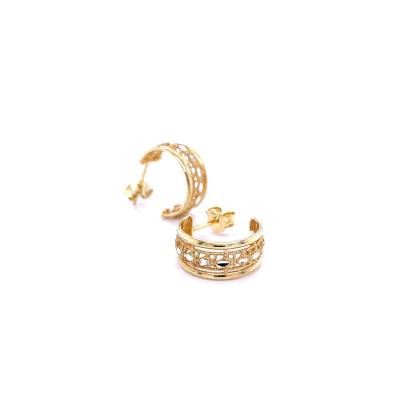 China CLASSIC Classic Style Sterling Silver Hoop Earrings Carved Elegant Gold Plated for sale