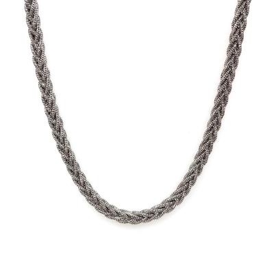 China CLASSIC Style of Sterling Silver Braided Snake Necklace Diamond Cut Rhodium Plated Luxury for sale