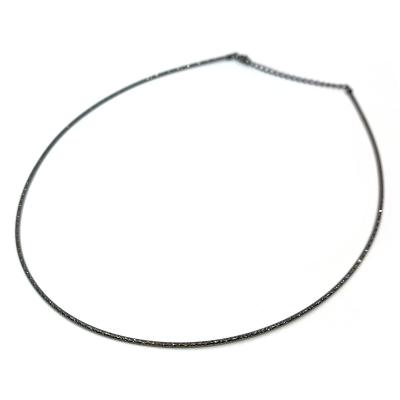 China Sterling Silver Omega Chain CLASSIC Diamond Cut Width: 1.25mm Black Ruthenium Base Chain Choker 16