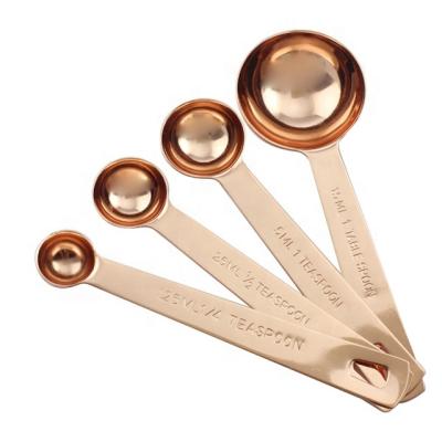 China Latest Viable Design 4pcs Rose Gold Metric Measuring Spoon Set for sale