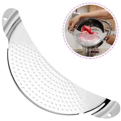 China Double Handle Viable Viable Pasta Strainer Pan Pot Strainer Stainless Steel Professional Pot Sieve for sale