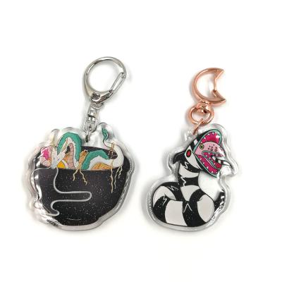 中国 個人化された注文の両面印刷の明確なアクリルの日本製アニメの魅力Keychain 販売のため